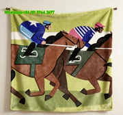 Hermes Retro Horse Racing Scene Flannel Wall Hanging Blanket throw blankets IMG_5445